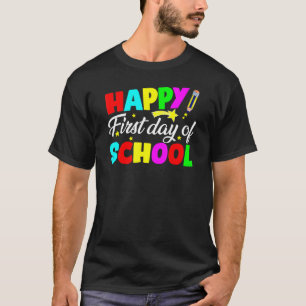 T-shirt Enseignant Enfants Mignonne École Heureux Premier