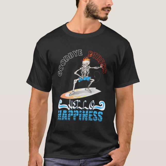 T-shirt Enseignant Été Adieu Stress Bonjour Happiness Fin (Devant)