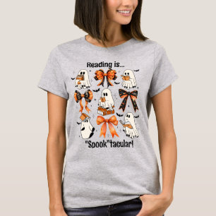 T-shirt Enseignant Halloween Coquette Bows et Lecture Fant