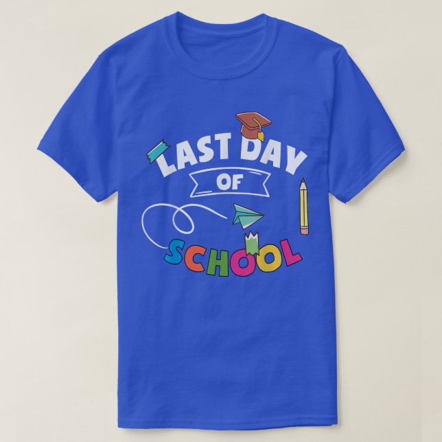 T-shirt Enseignant Journée Dernière De L'École Primaire En (Design devant)