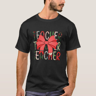 T-shirt Enseignant Noël Coquette Bow École élémentaire T