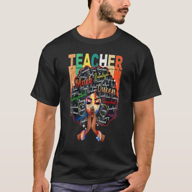 T-shirt Enseignant noir Afro Melanin Retro Black History M (Devant)