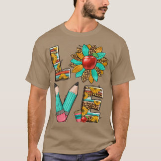 T-shirt Enseignant Occidental Leopard Sunflower Love Ensei
