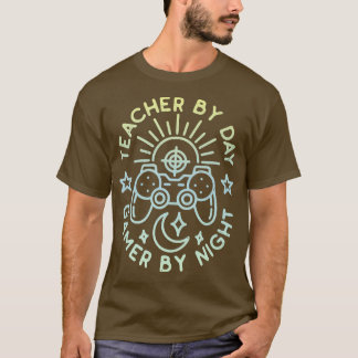 T-shirt Enseignant Par Jeu De Jour Par Nuit Distressed Des
