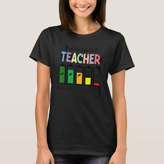 T-shirt Enseignant Pour Hommes Femmes Batterie Vie D'Un En (Devant)
