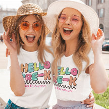 T-shirt enseignant pré-maternelle rétro coloré