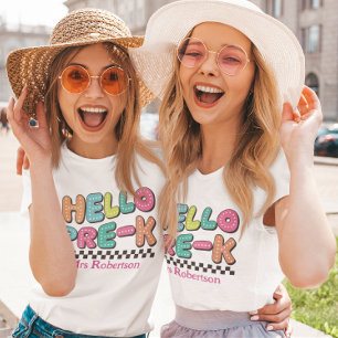 T-shirt enseignant pré-maternelle rétro coloré