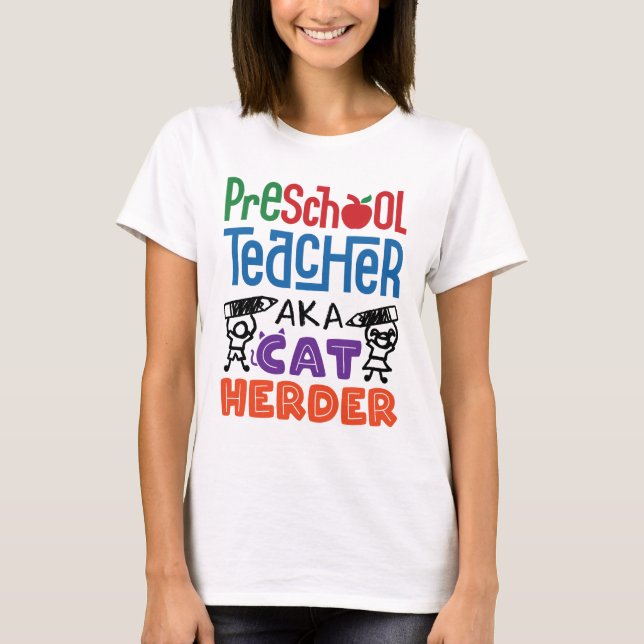 T-shirt Enseignant préscolaire aka Hérder de chats (Devant)