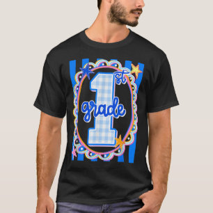 T-shirt Enseignant rayé rétro de première année dos 1ère a