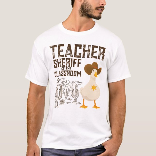 T-shirt Enseignant Retour à l'école Cowboy Retro Goose Fun (Devant)
