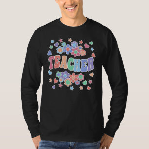 T-shirt ENSEIGNANT-Super rétro, Fleurs, Coeurs, Étoiles