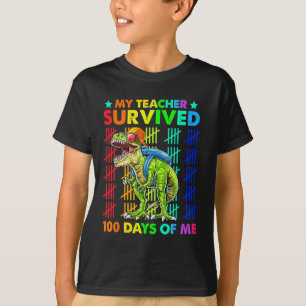 T-shirt Enseignant Survécu 100 Jours De Moi Dinosaur T-rex