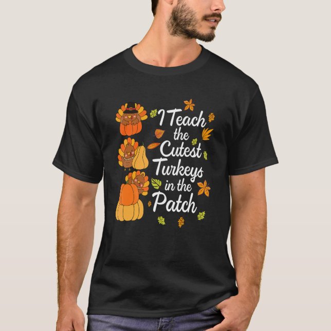 T-shirt Enseignant Thanksgiving J'Enseigne Les Turclés Les (Devant)