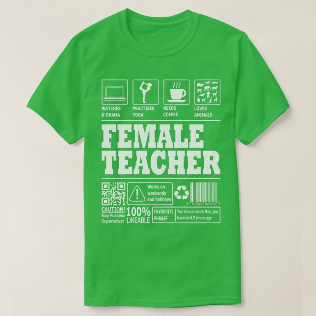 T-shirt Enseignante (Design devant)