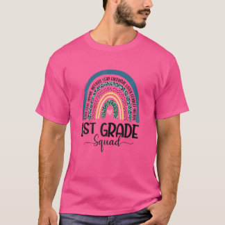 T-shirt Enseignante de 1ère année Leopard Rainbow Bac