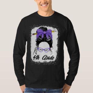 T-shirt Enseignante de 4e année Chignon Méssy Femmes Viole