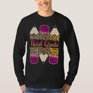 T-shirt Enseignante de troisième année Crayon léopard Ren