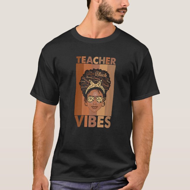 T-shirt Enseignante des femmes noires Afro Retro Mois de l (Devant)