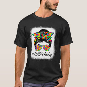 T-shirt Enseignante ELA Nœud Méche Désordonné Soutenant la