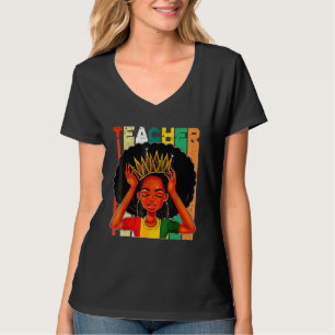 T-shirt Enseignante noire Afro Retro Correspondant Poitrin