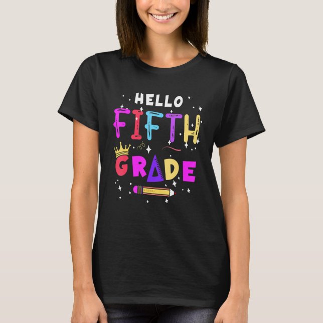 T-shirt Enseignants Bonjour Filles de 5e année Retour à l' (Devant)