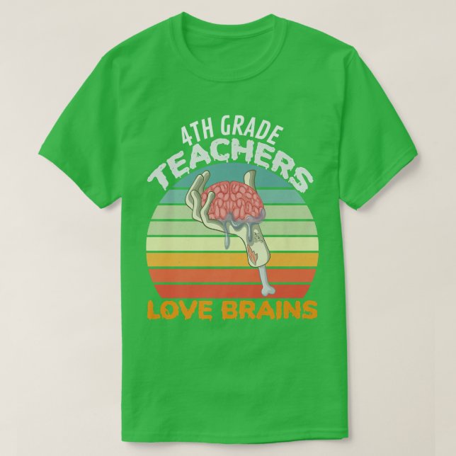 T-shirt Enseignants de 4e année Amour Cerveaux Zombie Sall (Design devant)