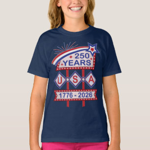 T-shirt Enseigne de marquise rétro USA 250e anniversaire 1