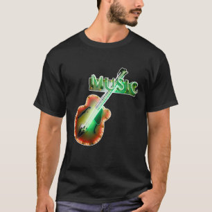 T-shirt Enseigne néon musique de guitare basse rétro vinta