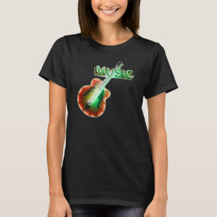 T-shirt Enseigne néon musique de guitare basse rétro vinta