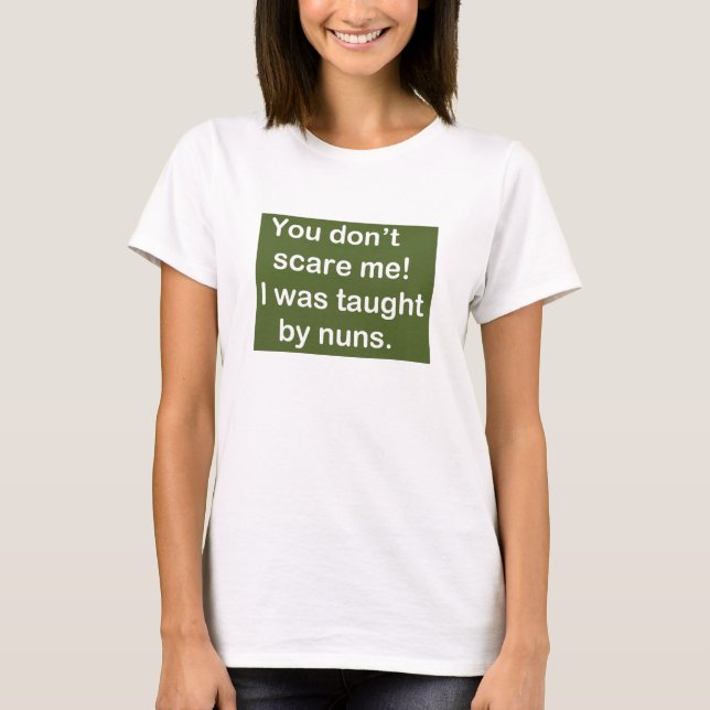 T-shirt Enseigné par des soeurs en vert foncé (Devant)