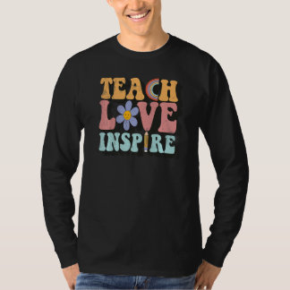 T-shirt Enseigner Amour Inspirer Rétro Groovy Enseignant F