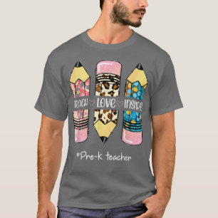 T-shirt Enseigner Inspirer Aimer Crayon Leopard Cute Pré K