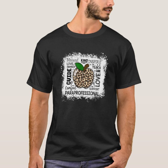 T-shirt Enseigner Inspirer Amour Leopard Paraprofessionnel (Devant)