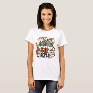 T-shirt Enseigner Inspirer Boire Répéter Cadeau pour Ensei
