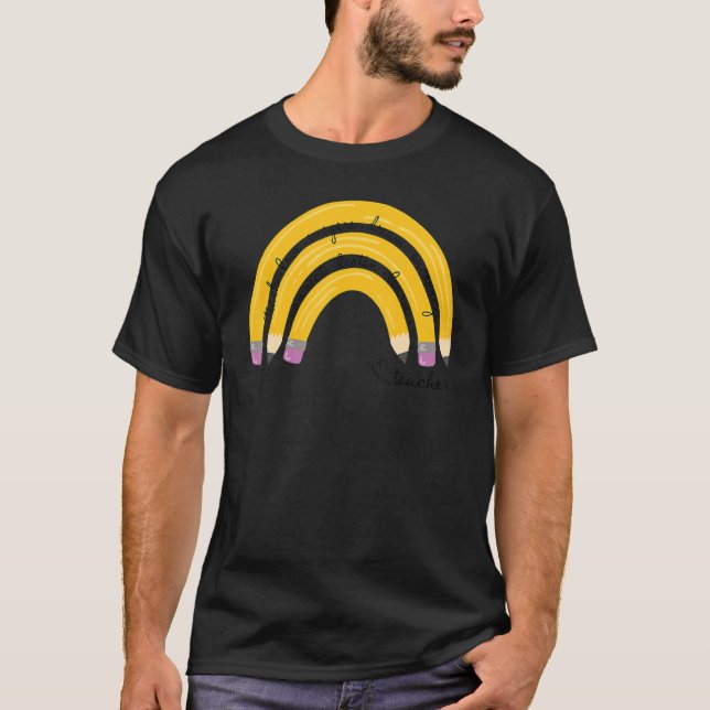 T-shirt Enseigner L'Amour Inspirer Rainbow Pencil Professe (Devant)