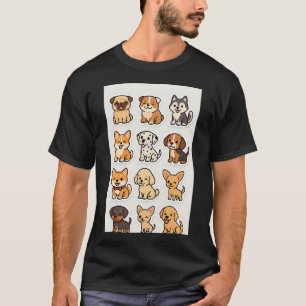 T-shirt Ensemble d'autocollants de chien de dessin animé m