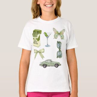 T-shirt Ensemble d'autocollants esthétiques Green Coquette