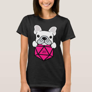 T-shirt Ensemble de dés D20 polyédriques rose pour chien m