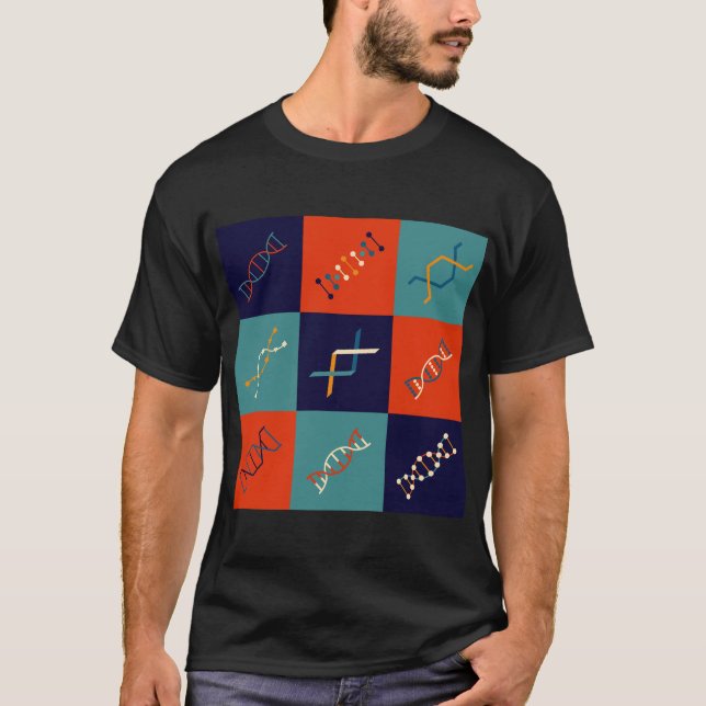 T-shirt Ensemble de motifs de biologie de la tige génétiqu (Devant)
