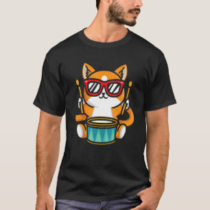 T-shirt Ensemble de tambours animal batteur chat musique K