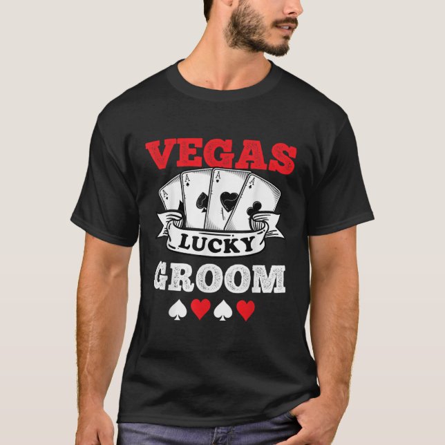 T-shirt Enterrement de vie de garçon à Vegas Marié à Vegas (Devant)