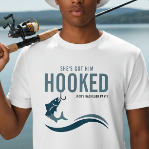 T-shirt Enterrement de vie de garçon pêche drôle Elle l'a 