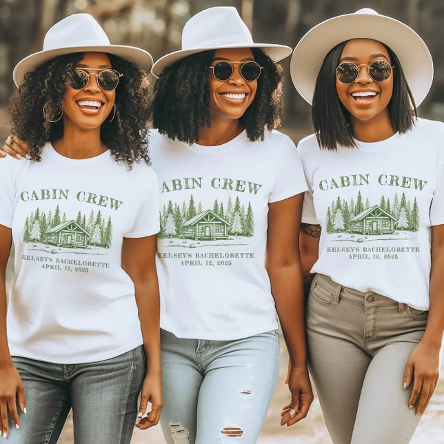 T-shirt Enterrement de vie de jeune fille Green Camp Crew (cabin crew camp bachelorette party shirt)