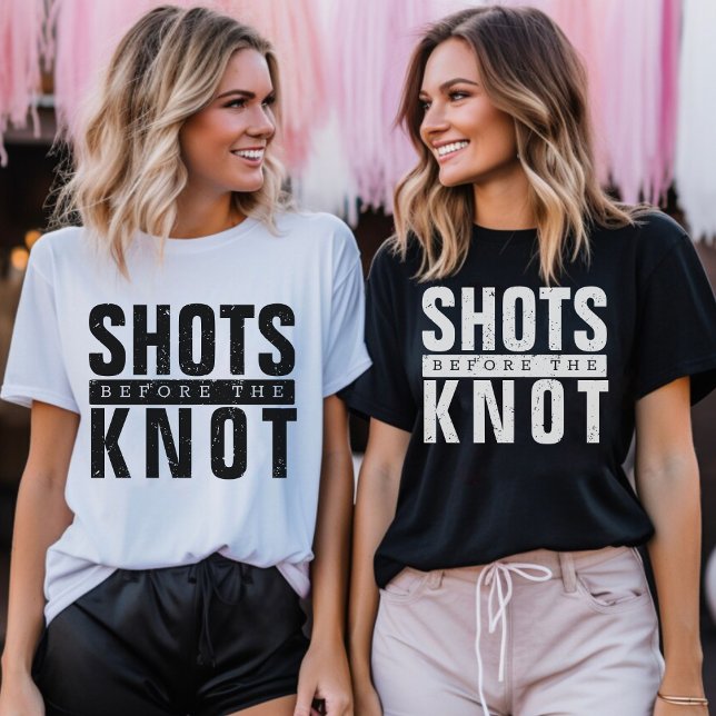 T-shirt Enterrement de Vie de Jeune Fille Shots Before the (Shots Before the Knot Bachelorette Party T-Shirt)