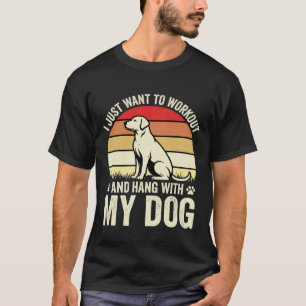T-shirt Entraînement avec mon chien Coucher de soleil rétr