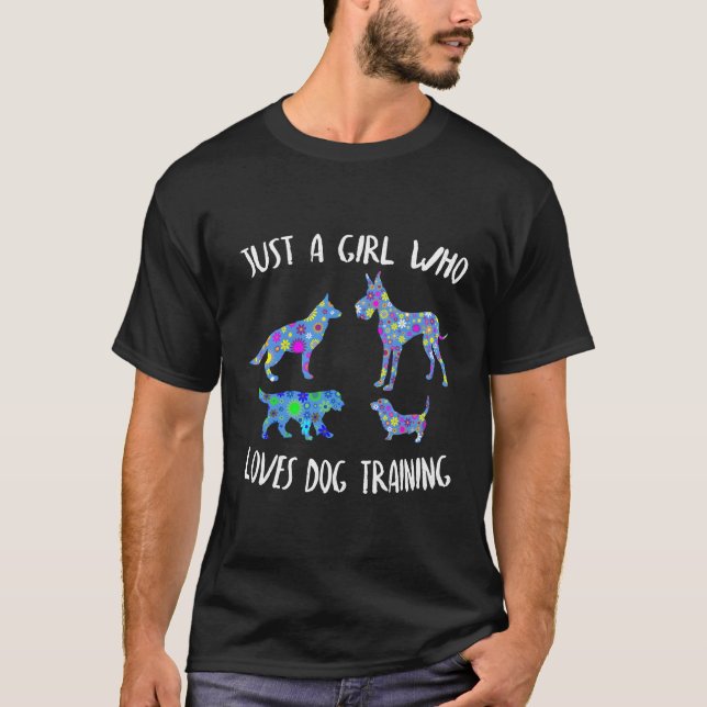 T-shirt Entraînement Chien Cute Floral Conception Pour Fem (Devant)