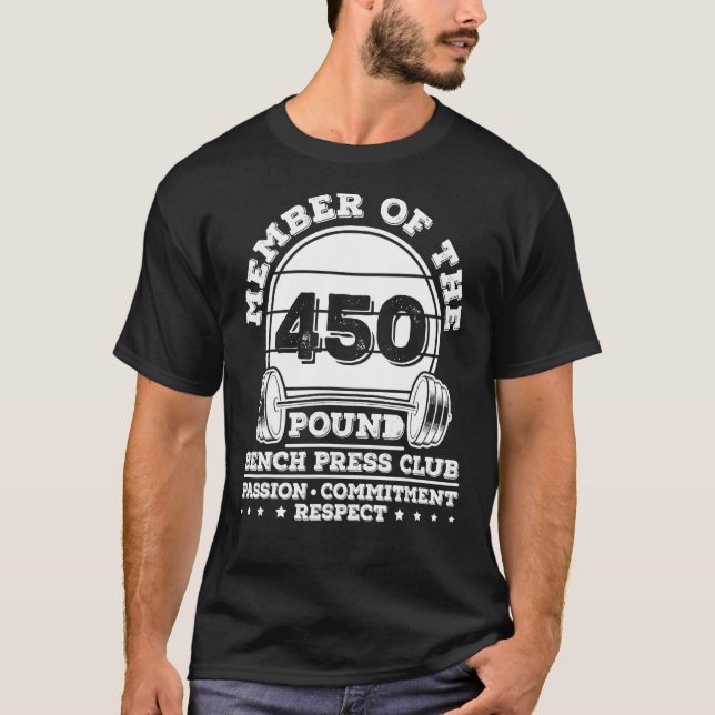 T-shirt Entraînement de poids à banc de 450 livres (Devant)