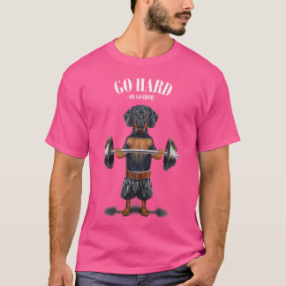 T-shirt Entraînement musculaire de chien de Dachshund noir
