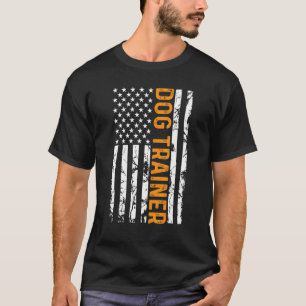 T-shirt Entraîneur de chien American Flag Entraînement Chi