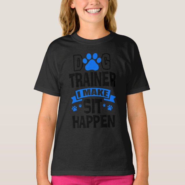T-shirt Entraîneur de chien Je fais assis Happen Animaux d (Devant)